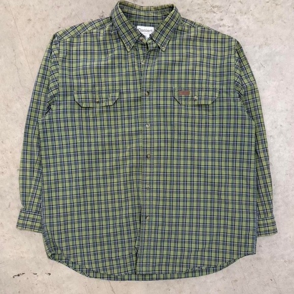 Carhartt Other - Vintage 90s Carhartt Flannel Plaid Button Up Workwear Shirt